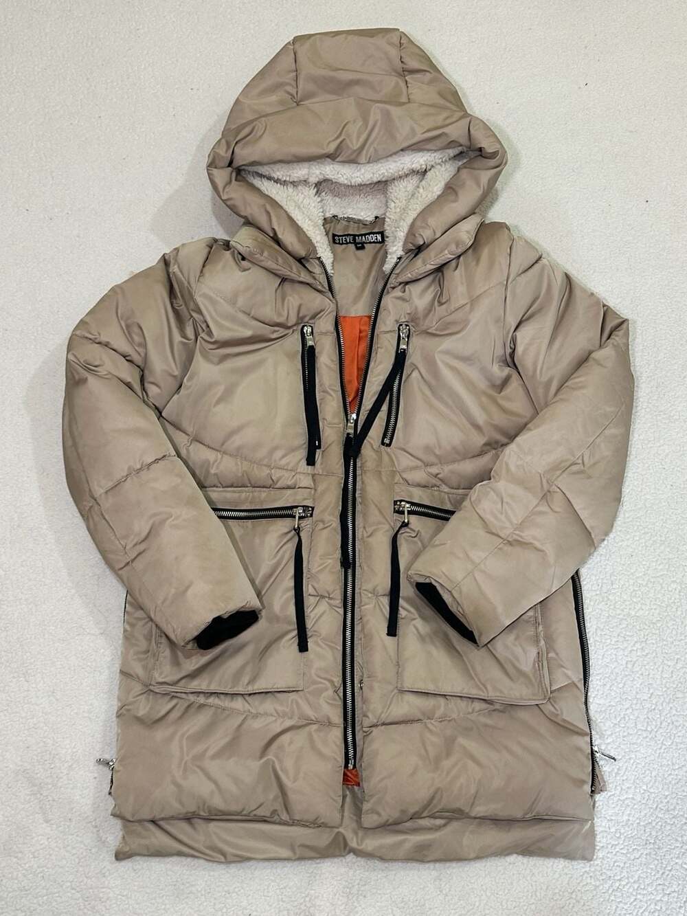 Steve Madden Women's Hooded Puffer Coat with Sherpa Lining Size S/P